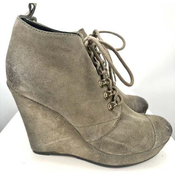 Diesel Womens Suede Ankle Booties Wedge Heel Stylish Lace Up Gray Sz US 9 EU 40 - Picture 6 of 13